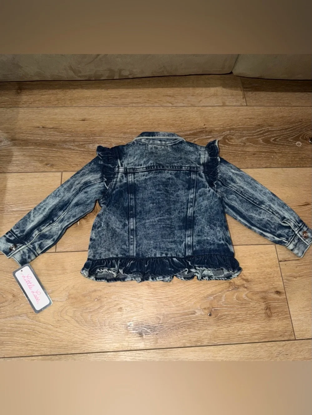 Little Lass Toddler Girls Acid Wash Denim Jacket with Flower‎ Embroidery 18 mo